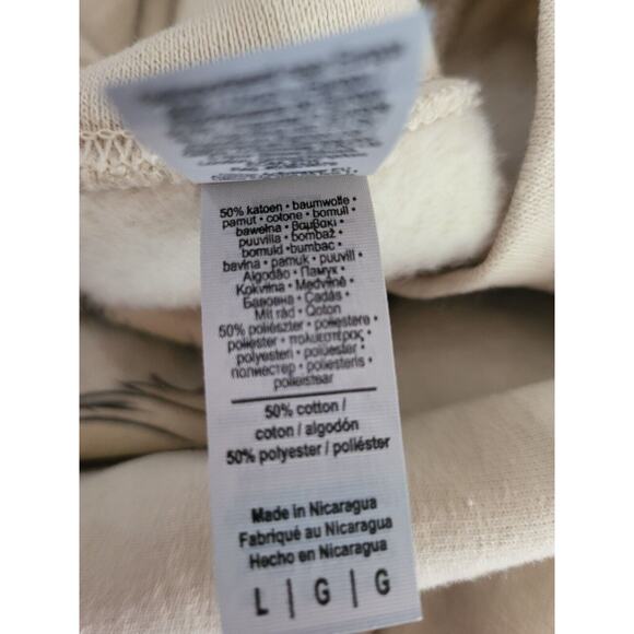 Gildan Heavy Blend Bubble Gum Santa Sweatshirt L Womens Tan Pullover Crew Neck - Picture 6 of 6